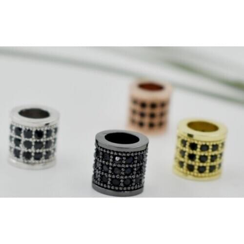 8*8mm tube crystal micro pave cz zircon cubic zirconia beads copper silver gold black plated necklace accessories hh33s