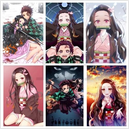 5dDiy Diamond Painting Anime Arrangement Demon Killer Needlework Square/round Diamond Diamond Embroidery Mosaic Cross Stitch Kit