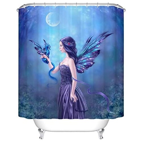 Moon Angel Shower Curtain for Bathroom with Hooks Bathroom Accessories