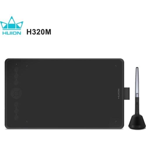 Huion Black H320M Graphic Drawing Tablet and LCD Digital Writing Board Tablet with Battery-free Stylus for Android/PC