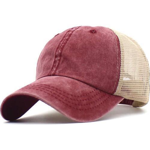 Washed Dye Cotton Mesh Dad Hat Summer Trucker Cap Adjustable Snapback Baseball Hat Old School Style Black Navy Grey Orange Khaki