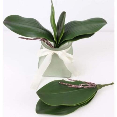 5PCS Artificial Plant Decorative Butterfly Orchid Flower Green Leaves Mini Fake Phalaenopsis Leaf,Bouquet Decoration Accessories