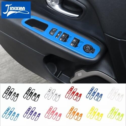 MOPAI ABS Car Interior Window Lift Switch Button Decoration Cover Stickers For Jeep Renegade 2015-2017 Car Accessories Styling