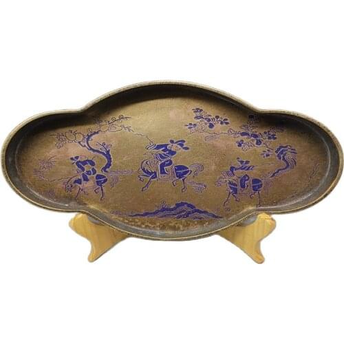 Chinese Old Bronze Statue Ancient Plate