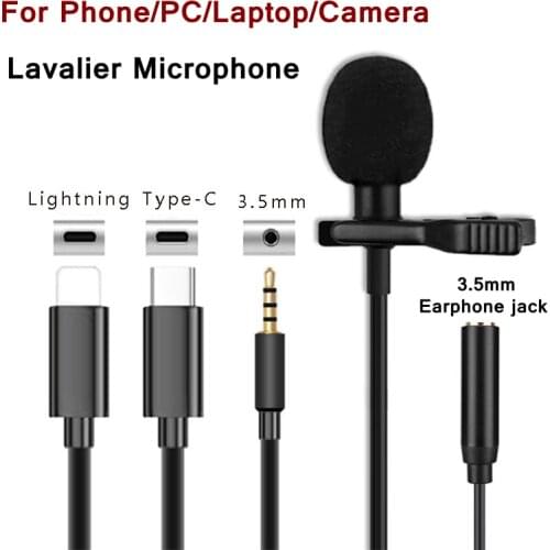 Mini Clip-on Condenser Microphone with 3.5mm Earphone Jack Portable Lavalier Microphone for Phone/iPhone/Camera/PC/Laptop Mic