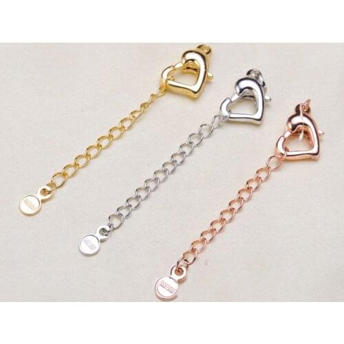 Ribbon Leather Cord End Fastener Clasps Extended Extension Chains Heart Clasps Connectors For Bracelet Diy Jewelry Findings