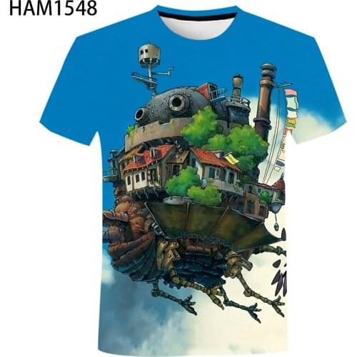 Hawls Moving Castle Summer New Animation 3D Printing T-Shirt Mens / Womens Casual Street Cool Childrens Sports Pullover