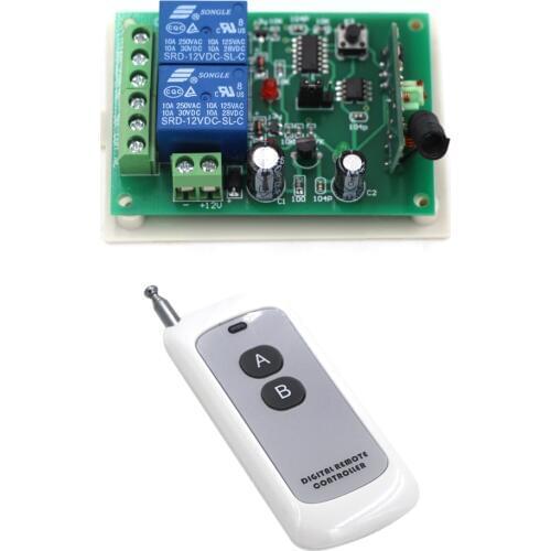 Hot Sales DC12V 24V 2CH RF Wireless Remote Control Switch System Receiver & Transmitter for Smart Home 315/433mhz