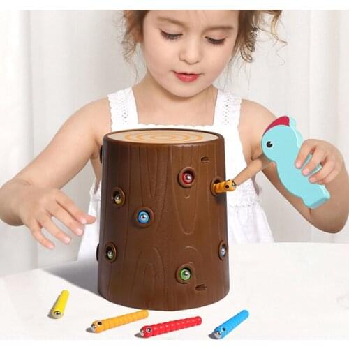 1PC Montessori Motor Skill Teaching Magnetic Bird Catch Feed Toy Board Game for Activity Center Situation Simulated Toy