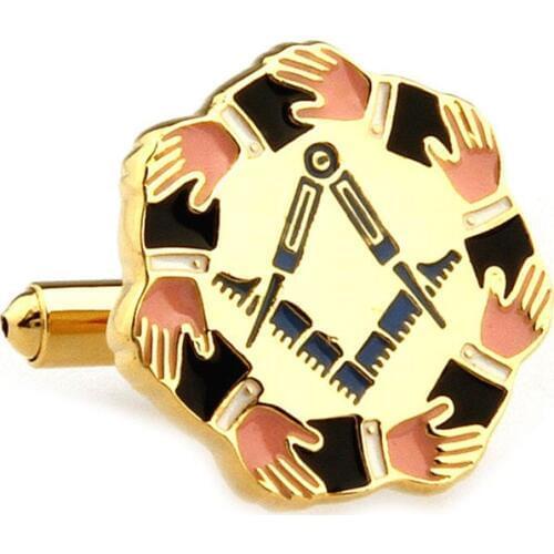 Mens Jewelry Gold Color Masonic Cuff links Top quality Stainless Steel Lodge Cufflinks of Freemasonry shirt Costume Accessories