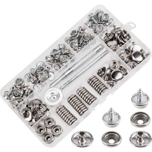 Canvas Snaps Kit, Fastener Screw Snaps for Furniture Canvas Marine Grade Boat Cover Snap Button Kit with Setting Tool