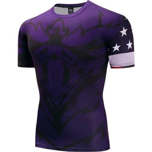 2021 New Fashion Men Fitness Letter 3D Print shirt Summer Style Jersey Tops Compression shirt Tights Base Layer T Shirts