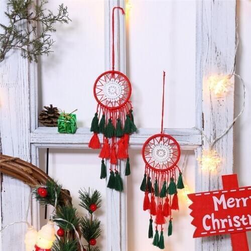 New Style Dream Catcher Pendant Christmas Ornament Home Living Room Decoration Girls Kid Children Gift Tassel Red Green Decor