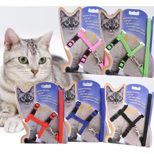 Pet Cat Collar Harness And Leash Adjustable Nylon Pet Traction Dog Kitten Halter Collar Cats Products for Cat Pet Harness Belt