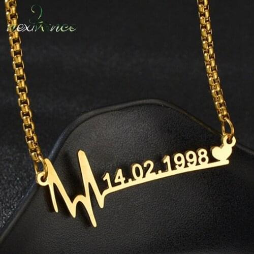 Nextvance Customized Stainless Steel Name ECG Necklaces Solid Necklace Curb Chains Link Necklaces For Women Men Jewelry Gifts