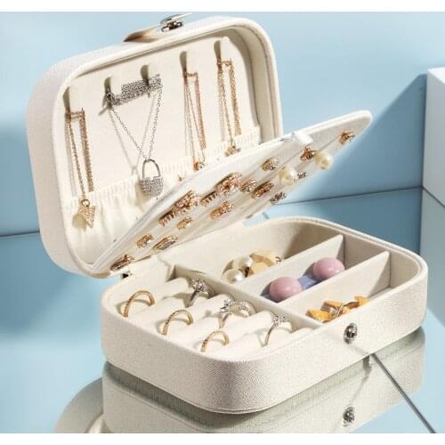 Portable PU Leather Jewelry Storage Boxes Necklace Earrings Display Rings Organizer Women Cosmetic Organizer Case Accessories