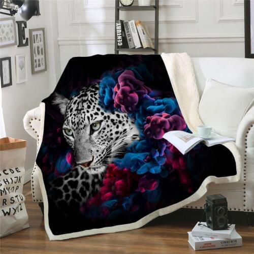 Tiger/lion 3D Bedding Outlet good quality Blanket Sherpa Blanket Plush Velvet Warm Sheet Cartoon Office Nap Blanket style -003