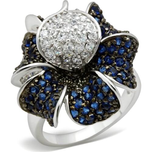 Rhodium + Ruthenium Brass Ring with AAA Grade CZ in Montana