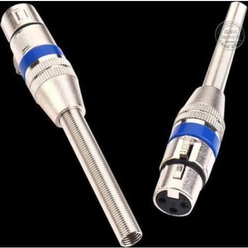 XLR Audio Cable Connector 3pin KTV Microphone Plug Blue Circle Long Tail Female With Long Spring