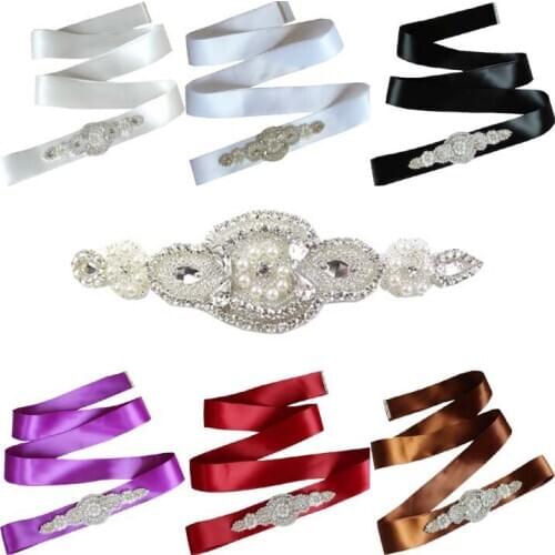 Pearls Wedding Belt Handmade Crystal Bridal bridesmaid sash Simple Silver Rhinestones Bridal Belt Sash For Wedding Prom Dresses