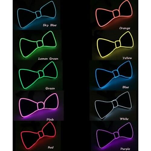 Luminous Neon Light Bow Tie Wedding Accessories Neon Party Props Flashing LED Necktie For Men And Women