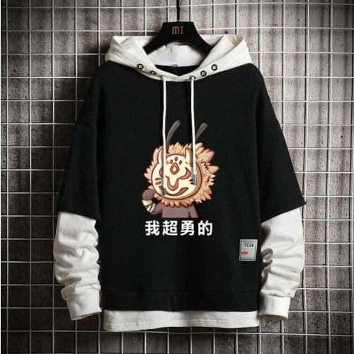 Anime Genshin Impact Fake Two Pieces Hoodie Sweatshirt Women Men Autumn Winter Fashion Casual Hooded Pullover Loose Tops