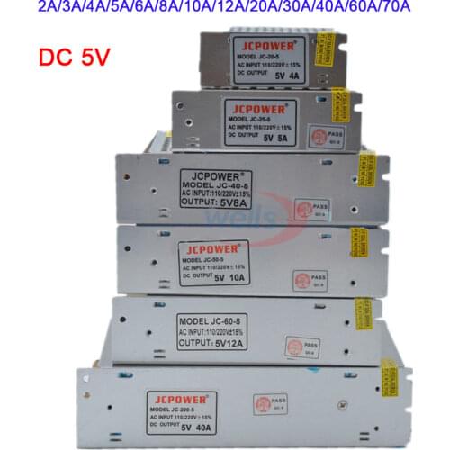 DC 5V led strip light Transformer 2A/3A/4A/5A/6A/8A/10A/12A/20A/30A/40A/60A/70A Switching Power Supply led driver