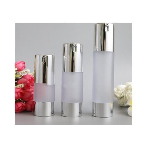 10pcs Airless 15ml 30ml 50ml Empty Vacuum Pump Toilet Vessel Cosmetic Frosted Bottle Mini Transparent Lotion Makeup Container