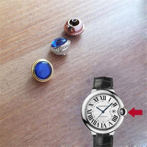 Waterproof blue sapphire crystal watch crown for Cartier Ballon Bleu original watch parts
