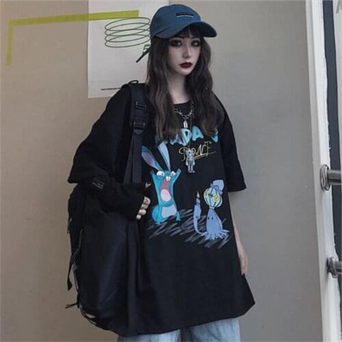 Harajuku Style Women Top Cute Print Short Sleeve Round Collar T shirts Women Loose Style T shirt Women