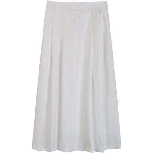 Womens Spring and Autumn New Style High Waist Pleated Solid Color Half Length A-Line Skirt Lady Black White