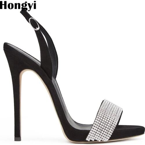 Hongyi Crystal Gladiator Women Sandals High Heels Sexy Rhinestone Women Heel Sandals Summer Women Pump Shoes