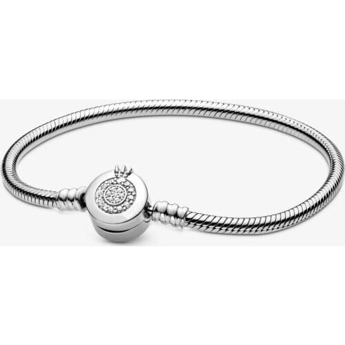 Authentic 925 Sterling Silver Crown O Women Bracelets Snake Chain Bangle & Bracelet Charms Jewelry For Femme Gift