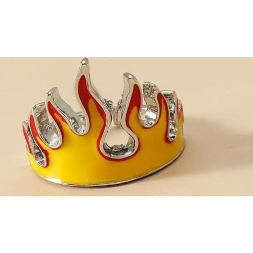 2021 ins Brand Hot Goth Flame Opening Rings for Women 90s Girls Charms Vintage Punk Friendship Rings Jewelry Aesthetics Gifts