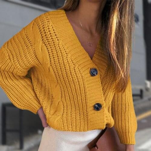 Women Short Cardigan Knitted Sweater Autumn Winter Long Sleeve V neck Jumper Cardigans Casual Streetwear Fashion Pull Femme Coat