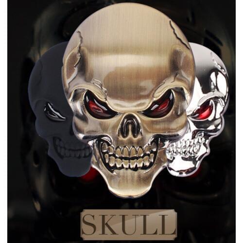 1pc,Free Shipping,Skull 3D Sticker,Cool Car Body Sticker,Car Tuning Sticker,Metal Sticker,4 Colors: Bronze, Chrome, Black, Gold