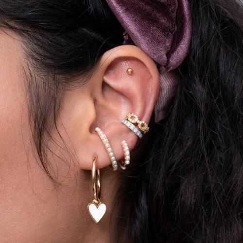 1 PIECE Gold filled micro pave clear cz Open link chain miami cuban link chain earring minimal simple ear cuff clip on earring