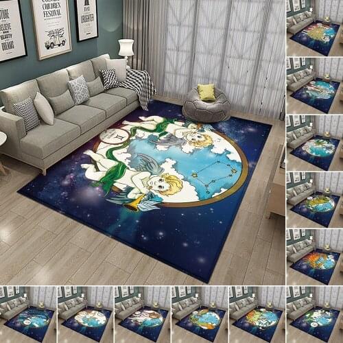 12 Constellation Rectangle Round Flannel Anti-slip Carpet Durable Carpet Floor Mat Home Bedroom Living Room Decoration Rug
