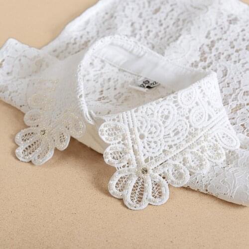 2021 Women White Fake Collar Girls Shirt Detachable Lace Hollow Shirt Collar Ladies False Blouse Collar Neckwear Accessories
