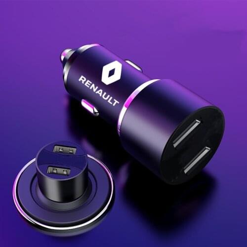 3.4A Dual USB Quick Charge Car Charger Mobile Phone Fast Charging Adapter For Renault Captur Duster Megane 2 3 Clio Logan