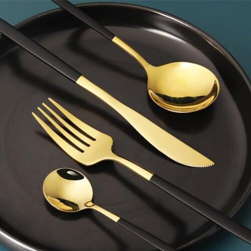 4Pcs Dinnerware Set Knife Fork Coffee Spoon Mirror Stainless Steel Tableware Set Flatware Dishwasher Safe Cutlery Set