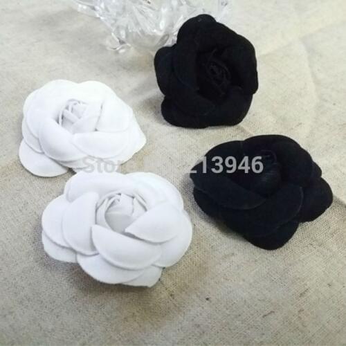 50MM 20Pcs ( Pure Handcrafted & Cloth ) Mix Black & White Fabric Art Camellia Jewelry Findings & Garment Accessories