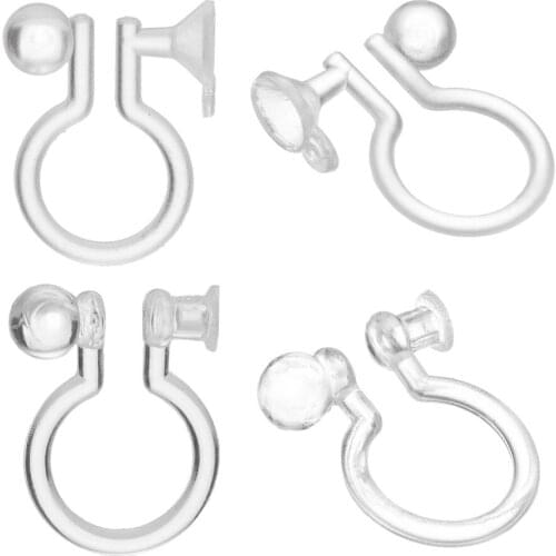 50Pcs 7*11Mm U Shape Transparent Plastic Anti Pain Earring Clap For DIY Making Findings Supplies Settings Base Earrings Hooks