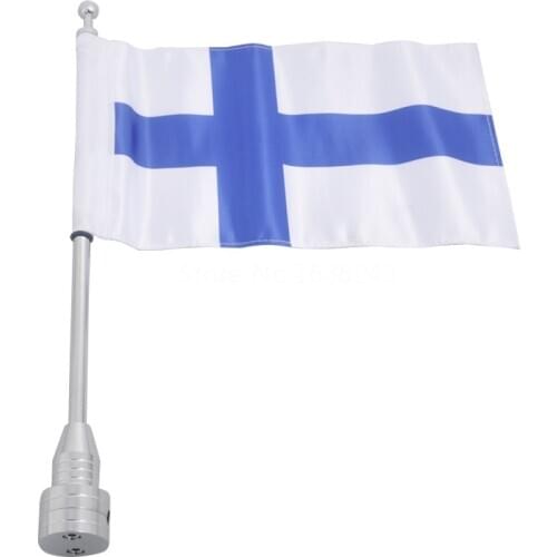 Motorcycle Finland Tail Luggage Rack Chrome Steel Pole Flag Fits For Harley Chopper New