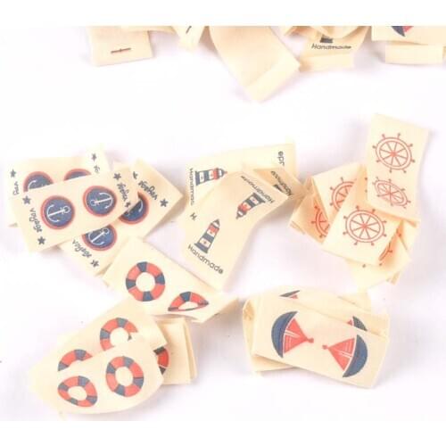 50pcs Mix Beige Printed Woven Labels For Clothing Care Label Sewing Supplies Shoes Bag Washable Garment Tags DIY Accessory c2394