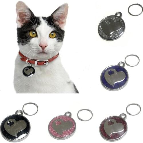 BLUELANS Pet Dog Puppy Cats Heart Pattern ID Name Tags Necklace Key Ring Collar Pendant Valentines Day present wallet keychain