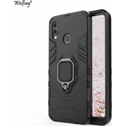 Wolfsay for Huawei P20 Lite Case, Nova 3E Car Holder Armor Cases Hard PC & Soft Silicone Cover for Huawei P20 Lite With Magnet