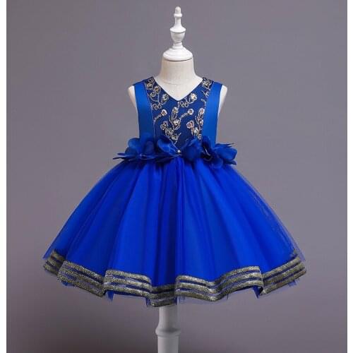 Kids Party Dress for Girl Clothes Christmas Dress for Girls embroidery Formal Wedding Gown Tutu Princess Dress Flower Girls