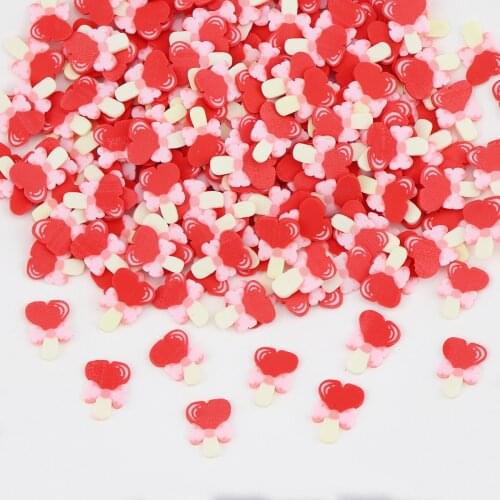 Red Love Lollipop Additives For Slime Polymer Clay Supplies Heart Sprinkles Slices Decor For Fluffy Clear Manual Activities Kids