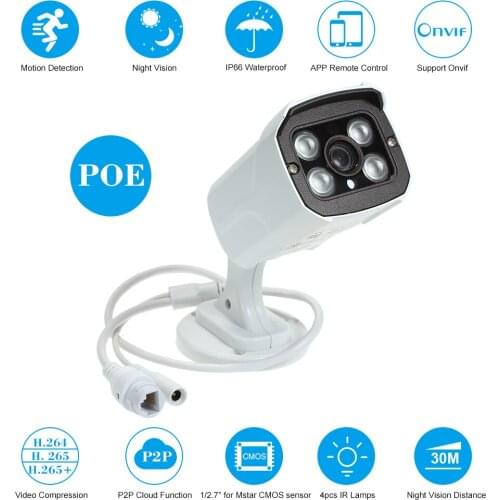 1080P HD IP Camera 2.0MP 4PCS IR Lamps P2P POE Camera Onvif Night View IR-CUT Motion Detection Waterproof for Home Security